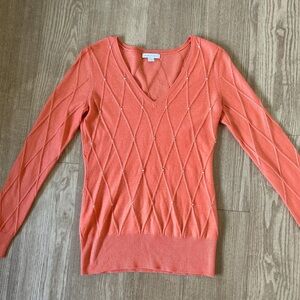Salmon colored sweater with gems